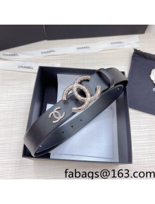 Chanel Calfskin Belt 3cm with Metallic CC Buckle Black 2022 73