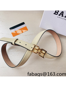 Bally Calf Leather Belt 3cm with Interlocking B Buckle White 2022 55