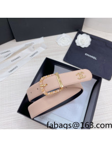 Chanel Calfskin Belt 3cm with Leather Chain D Buckle Nude 2022 81