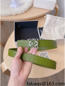 Loewe Anagram Leather Belt 3cm Green/Silver 2022 107