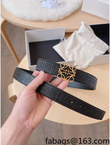 Loewe Anagram Leather Belt 3cm Black/Gold 2022 105