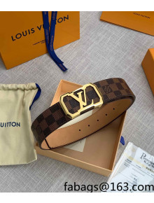 Louis Vuitton Reversible Litchi-Grained Leather Belt 4cm with Gold Framed LV Buckle 2022 65