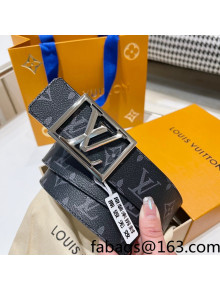 Louis Vuitton Monogram Canvas Belt 4cm with Framed LV Buckle Black 2022 031146