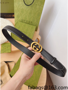 Gucci Leather Belt 2.5cm with Interlocking G Buckle Black/Aged Gold 2022 031150