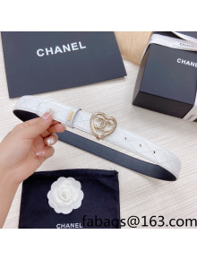 Chanel Leather Belt 3cm with CC Love Buckle White 2022 031133