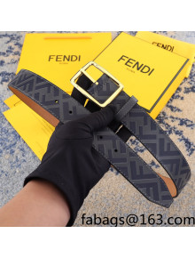 Fendi FF Leather Belt 3.5cm with Pin Buckle Grey 2022 031153