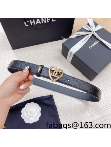 Chanel Leather Belt 3cm with CC Love Buckle Black/Gold 2022 031134