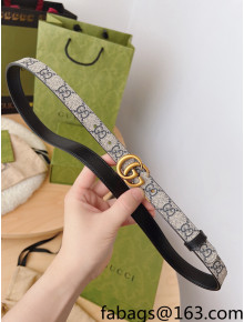 Gucci GG Canvas Belt 2cm with GG Buckle Beige/Blue/Gold 2022 033069