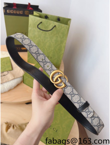 Gucci GG Canvas Belt 3cm with GG Buckle Beige/Blue/Gold 2022 033071