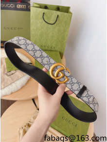 Gucci GG Canvas Belt 3.7cm with GG Buckle Beige/Blue/Gold 2022 033073