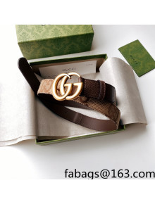 Gucci Maxi-GG Canvas Belt 3cm with GG Buckle Brown/Gold 2022 033058