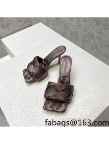Bottega Veneta Woven Lambskin High Heel Slide Sandals 9.5cm Iridescent/Brown 2022 032120
