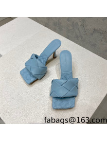 Bottega Veneta Woven Lambskin High Heel Slide Sandals 9.5cm Blue 2022 032129