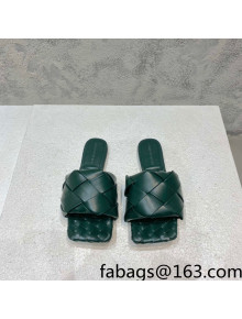 Bottega Veneta Woven Lambskin Flat Slide Sandals 9.5cm Green 2022 032117