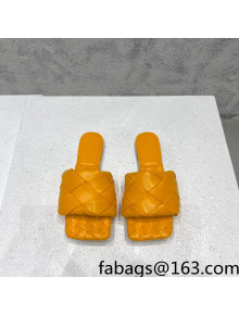 Bottega Veneta Woven Lambskin Flat Slide Sandals 9.5cm Yellow 2022 032134