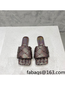 Bottega Veneta Woven Lambskin Flat Slide Sandals 9.5cm Iridescent/Brown 2022 032135