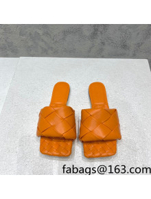 Bottega Veneta Woven Lambskin Flat Slide Sandals 9.5cm Orange 2022 032140