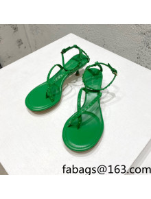 Bottega Veneta Dot Lambskin Medium-Heel Sandals 5.5cm Green 2022 032155