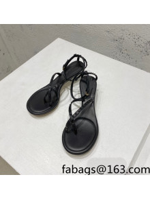 Bottega Veneta Dot Lambskin Medium-Heel Sandals 5.5cm Black 2022 032158