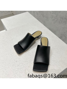 Bottega Veneta Stretch Lambskin Heel Sandals 4cm Black 2022 032163