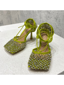 Bottega Veneta Sparkle Stretch Crystal Mesh Sandals 9cm Kiwi Green 2022