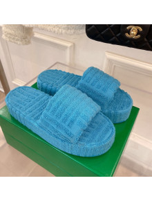 Bottega Veneta Resort Sponge Towel Slides Sandals Light Blue 2022
