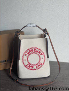 Burberry Logo Graphic Cotton Canvas Bucket Bag White/Red 2022