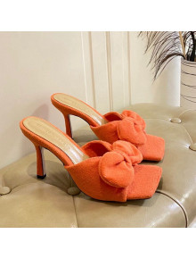 Bottega Veneta Towel Bow High Heel Slide Sandals 10cm Orange 2022