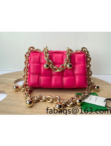 Bottega Veneta Chain Cassette Bag in Padded Intreccio Lambskin with Golden Ball Bonbon Pink 2022 680070 