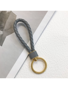 Bottega Veneta Intrecciato Lambskin Key Ring Grey/Gold 2022 608783