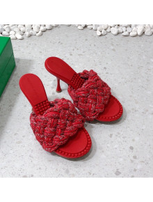 Bottega Veneta Brained High Heel Slide Sandals 9cm Red 2022