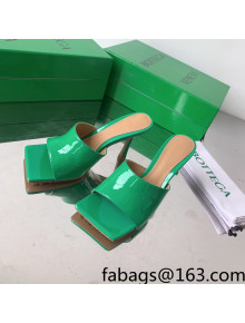 Bottega Veneta Stretch Patent Leather High Heel Slide Sandals 9cm Grass Green 2022
