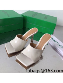 Bottega Veneta Stretch Patent Leather High Heel Slide Sandals 9cm White 2022