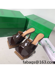 Bottega Veneta Stretch Patent Leather High Heel Slide Sandals 9cm Oxide Brown 2022