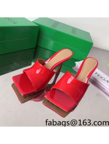 Bottega Veneta Stretch Patent Leather High Heel Slide Sandals 9cm Red 2022