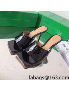 Bottega Veneta Stretch Patent Leather High Heel Slide Sandals 9cm Black 2022