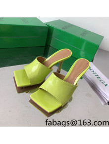 Bottega Veneta Stretch Patent Leather High Heel Slide Sandals 9cm Kiwi Green 2022
