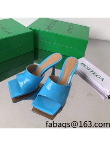 Bottega Veneta Stretch Patent Leather High Heel Slide Sandals 9cm Sky Blue 2022