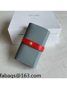 Celine Palm-Grained Leather 6 Key Holder Blue/Red 2022 01