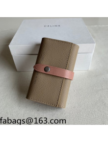 Celine Palm-Grained Leather 6 Key Holder Beige/Pink 2022 03
