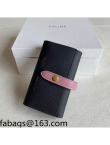 Celine Palm-Grained Leather 6 Key Holder Black/Pink 2022 04