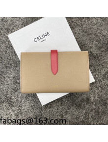 Celine Palm-Grained Leather Large Strap Wallet Beige/Pink 2022