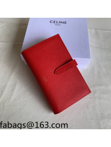 Celine Palm-Grained Leather Large Strap Wallet Red 2022 04