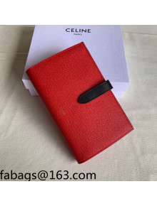 Celine Palm-Grained Leather Large Strap Wallet Red/Black 2022