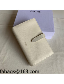 Celine Palm-Grained Leather Large Strap Wallet White 2022 08