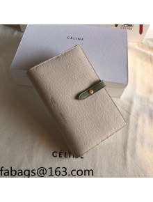 Celine Palm-Grained Leather Passport Wallet Beige/Green 2022 