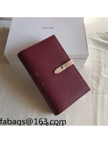 Celine Palm-Grained Leather Passport Wallet Burgundy/Nude 2022 11
