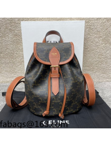 Celine Mini Backpack Folco in Triomphe Canvas and Calfskin Tan 197662 Brown 2022