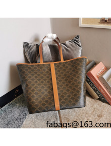 Celine Tote Bag in Triomphe Canvas and Calfskin Brown 2022 191112