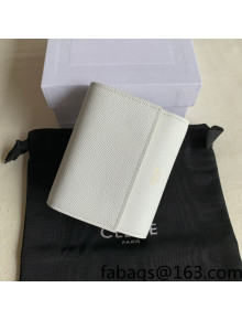 Celine Small Trifold Wallet in Palm-Grained Calfskin White 2022 0146